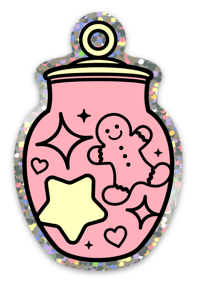 Cute Holiday Cookie Jar Glitter Stickers
