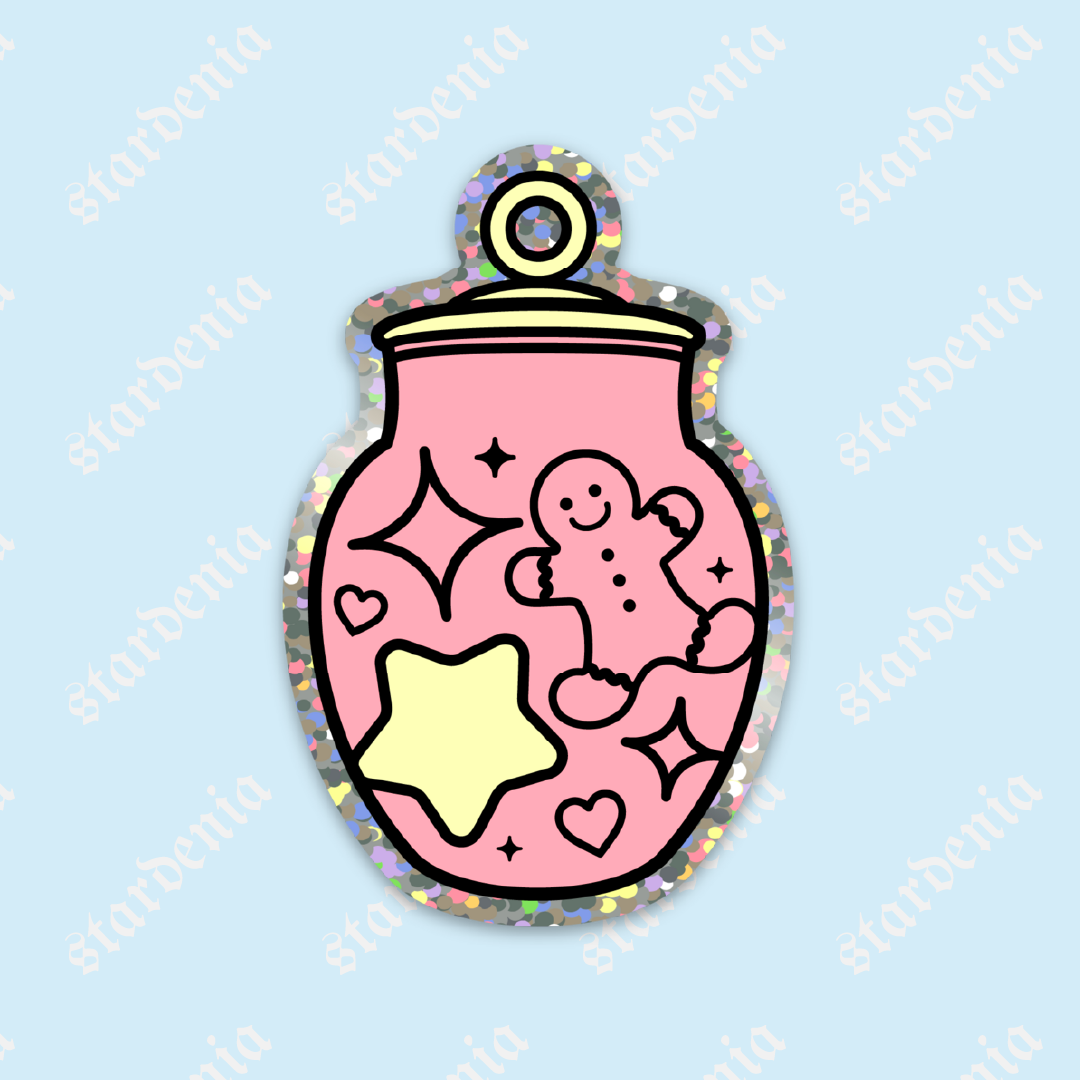 Cute Holiday Cookie Jar Glitter Stickers