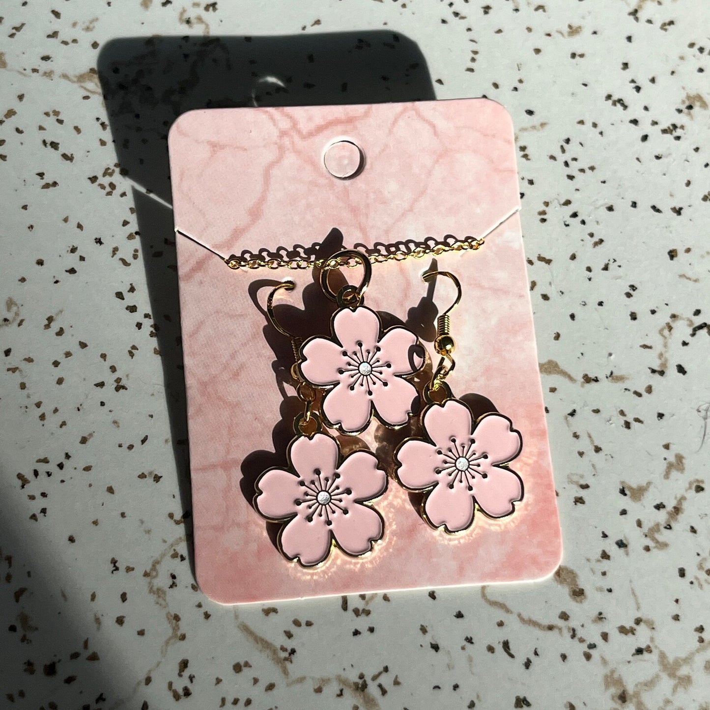 Original SAKURA FLOWER Pink and Gold Cherry Blossom Enamel Charm