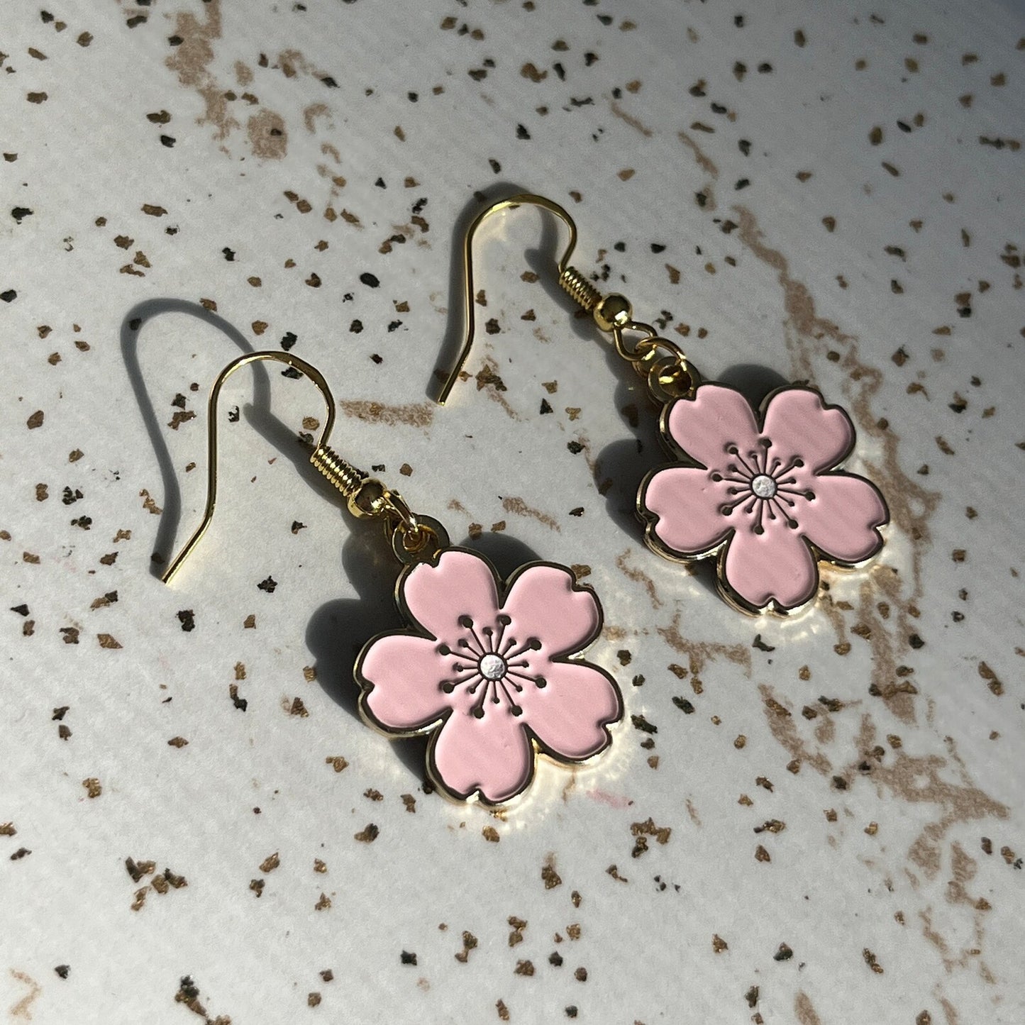 Original SAKURA FLOWER Pink and Gold Cherry Blossom Enamel Charm