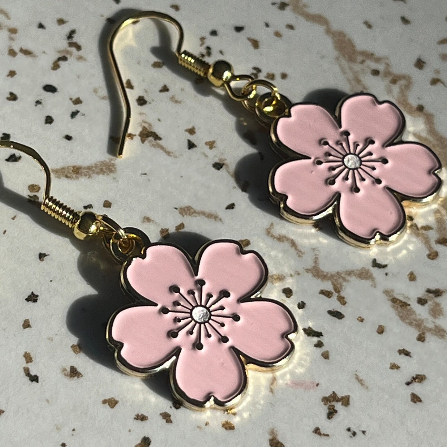 Original SAKURA FLOWER Pink and Gold Cherry Blossom Enamel Charm