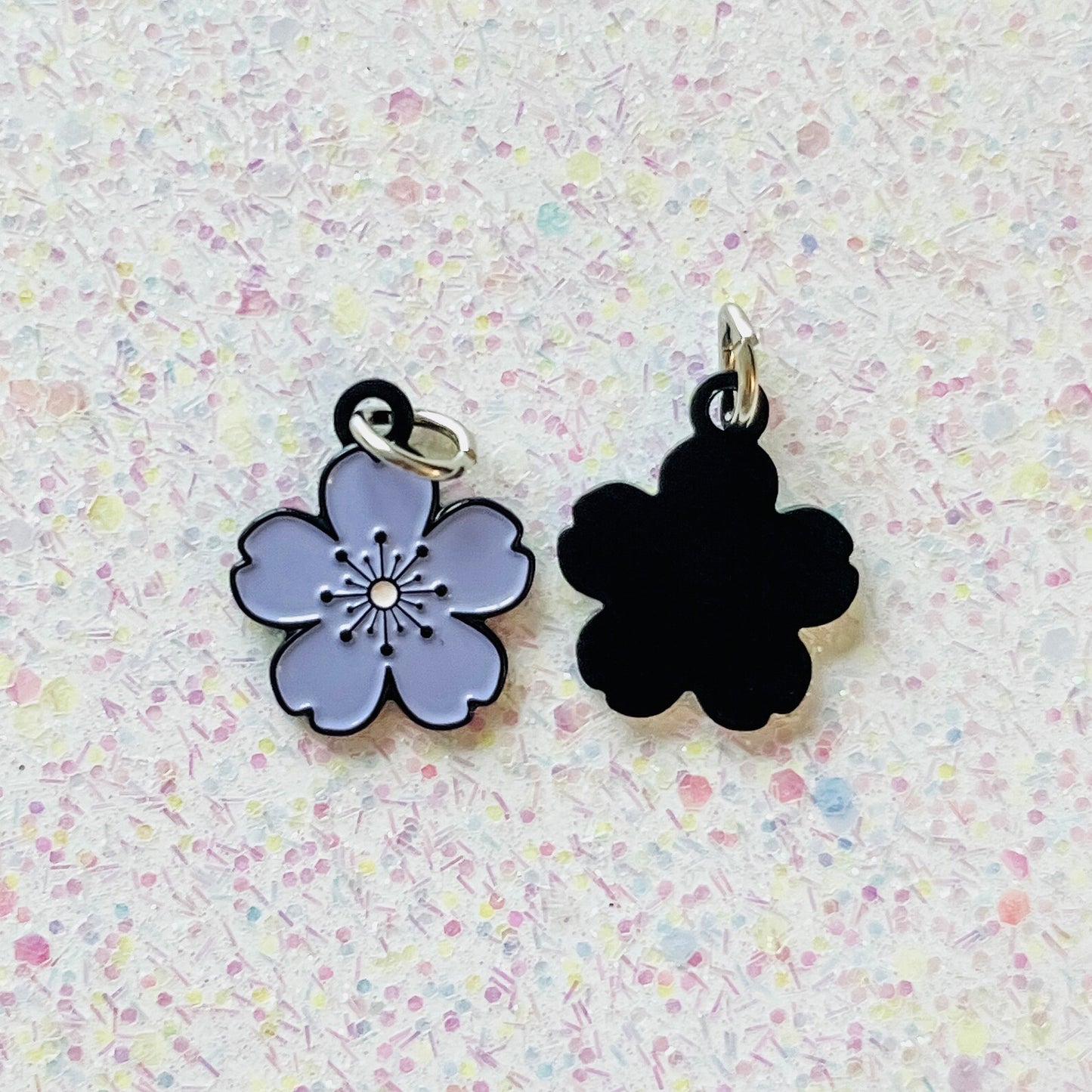 Original SAKURA FLOWER Lavender and Black Cherry Blossom Enamel Charm