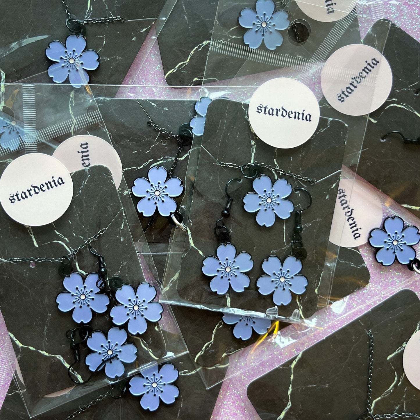 Original SAKURA FLOWER Lavender and Black Cherry Blossom Enamel Charm