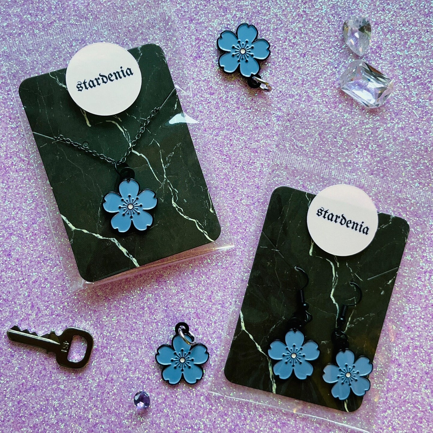 Original SAKURA FLOWER Lavender and Black Cherry Blossom Enamel Charm